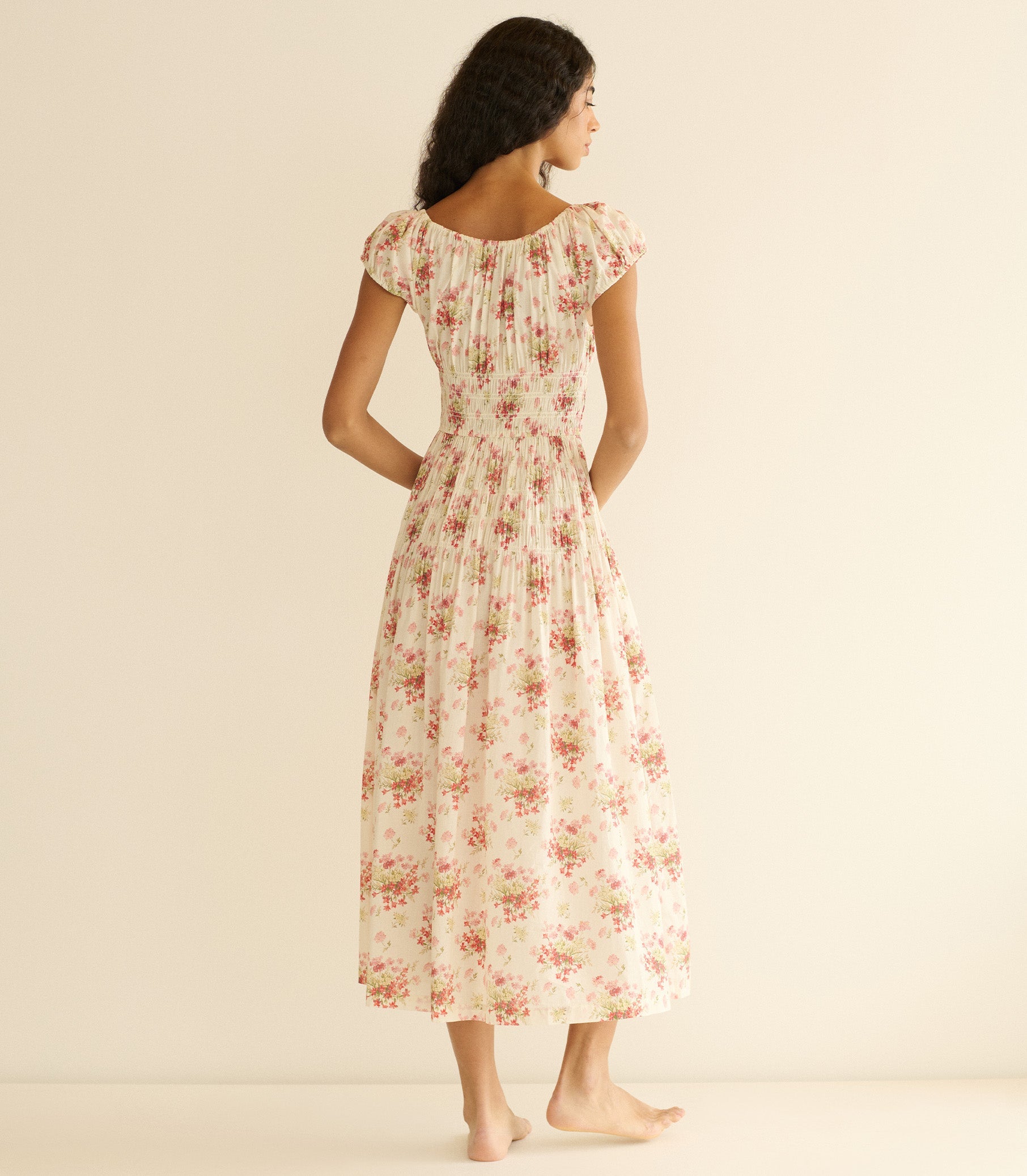 QUINETTE DRESS -- IVORY LANTANA FLORAL