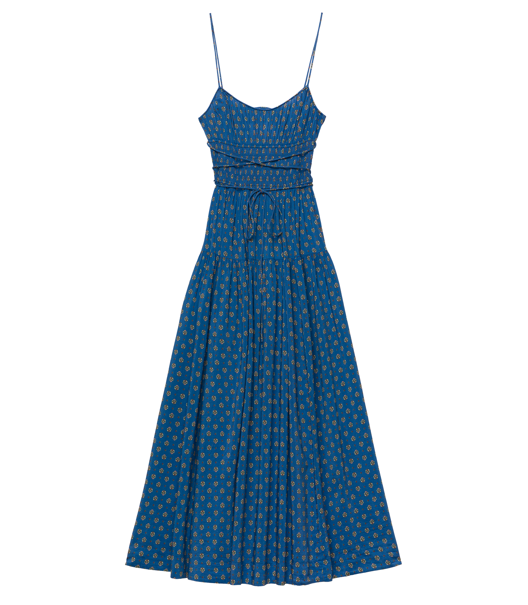 SAFIA DRESS -- SANTORINI BLUE CADIZ FOULARD