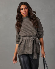 Wixson Belted Mock Neck Sweater