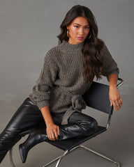 Wixson Belted Mock Neck Sweater