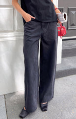 She's Yours Black Wide Leg Boyfriend Jeans