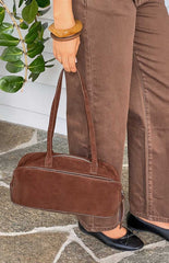 Sloane Brown Suede Baguette Bag
