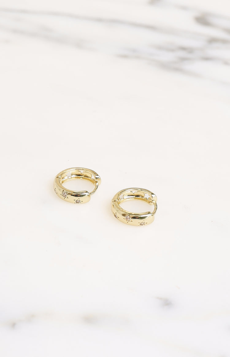 Stargazer Gold Diamante Star Hoop Earrings