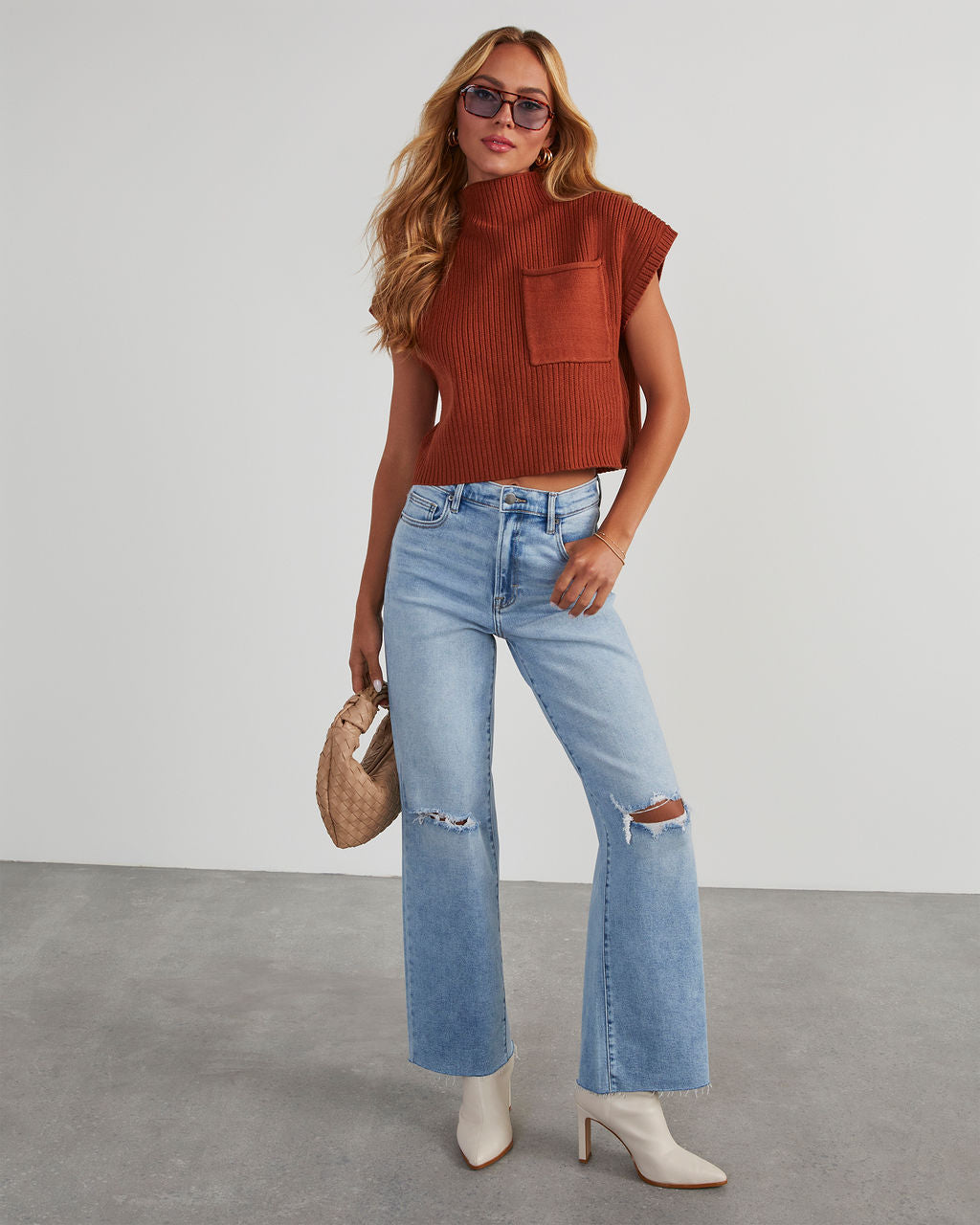 Brooke Mock Neck Short Sleeve Sweater