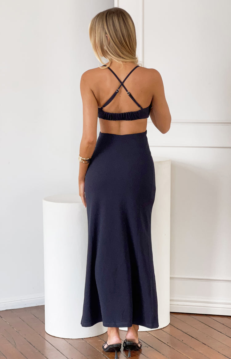 Taleah Navy Crepe Formal Maxi Dress