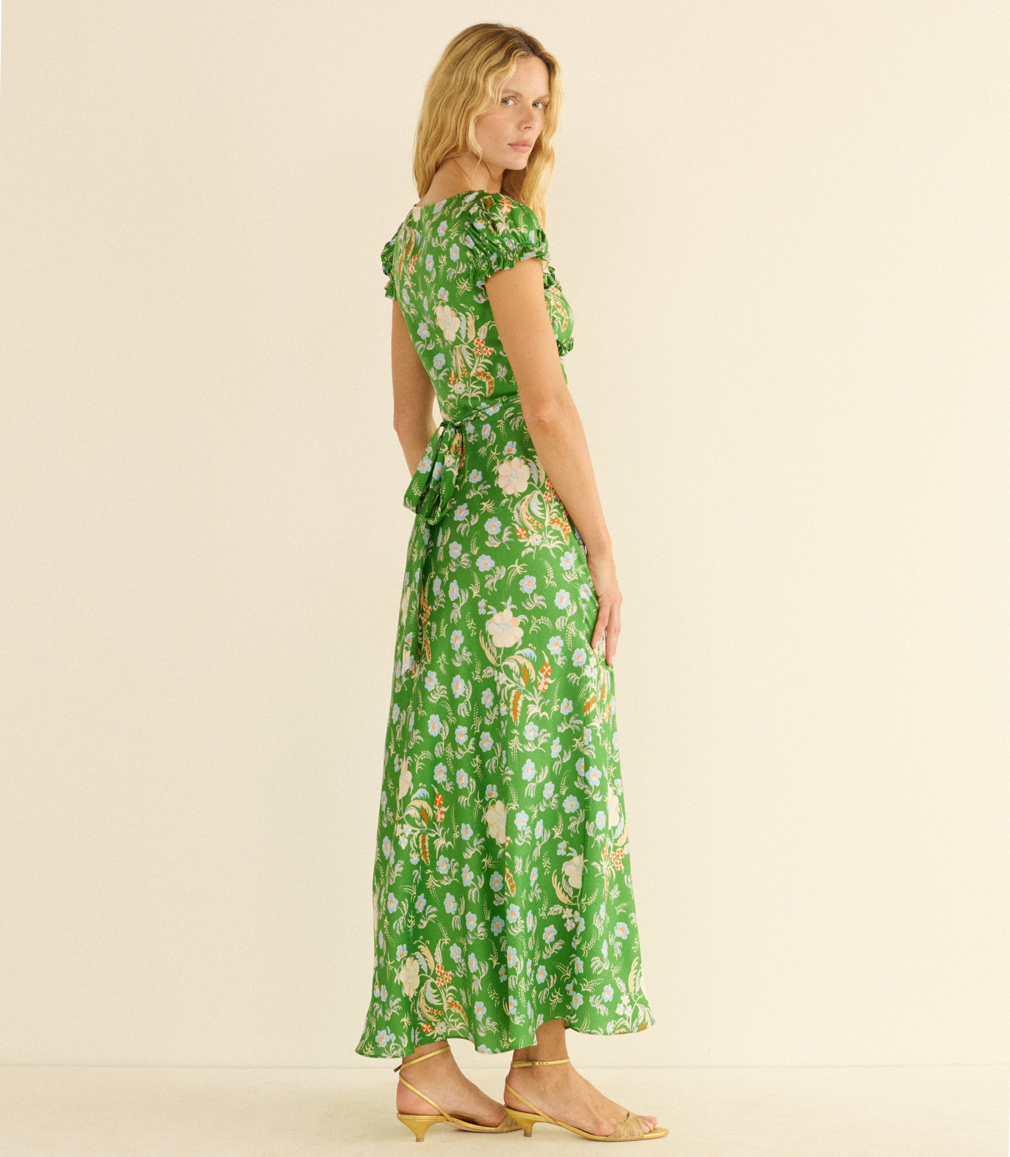 VALERINE DRESS -- EMERALD HOLLYHOCK HILLS